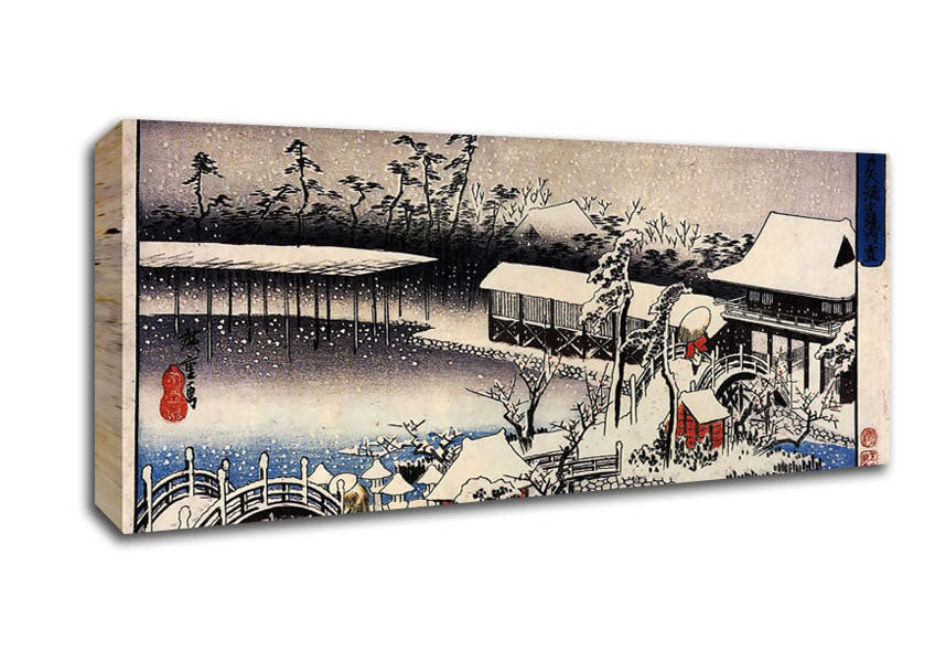 Picture of Hiroshige Temple Complex In The Snow Panoramic Canvas Wall Art