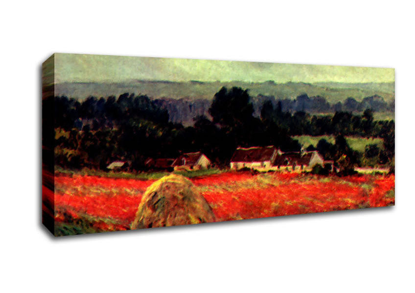Picture of Monet The Poppy Blumenfeld The Barn Panoramic Canvas Wall Art