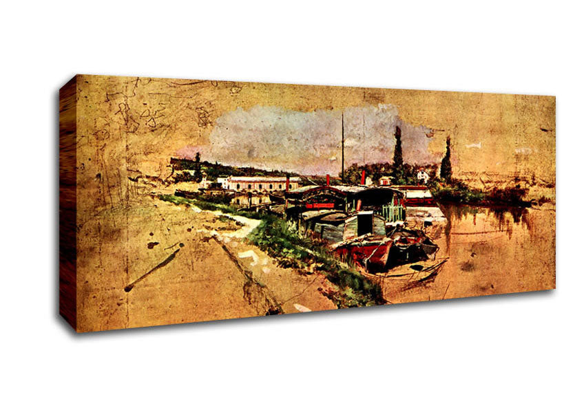 Picture of Giovanni Boldini The Seine At Bougival Panoramic Canvas Wall Art