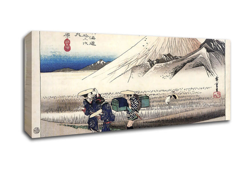 Picture of Hiroshige Travellers Passing Mount Fuji Panoramic Canvas Wall Art