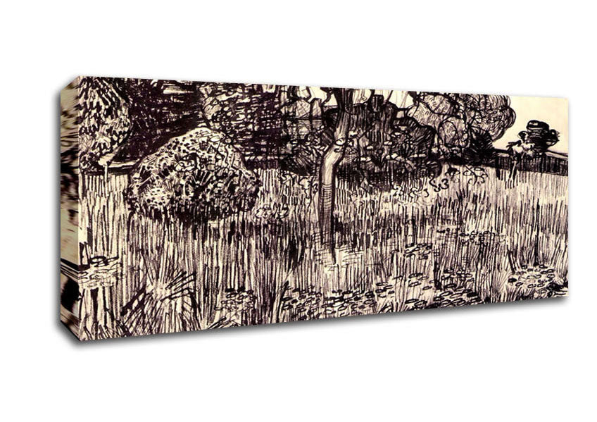 Picture of Van Gogh Tree In A Meadow Panoramic Canvas Wall Art