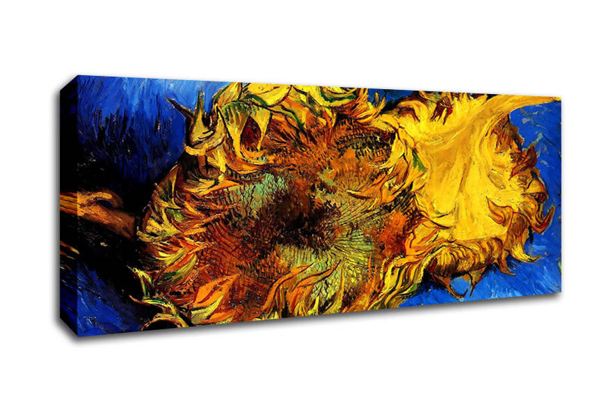 Picture of Van Gogh Two Cut Sunflowers 3 Panoramic Canvas Wall Art