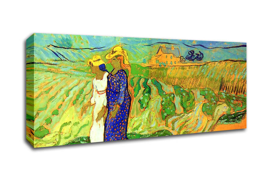 Picture of Van Gogh Two Women Crossing The Fields Panoramic Canvas Wall Art