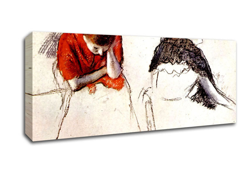 Picture of Degas Two Women Seated Panoramic Canvas Wall Art