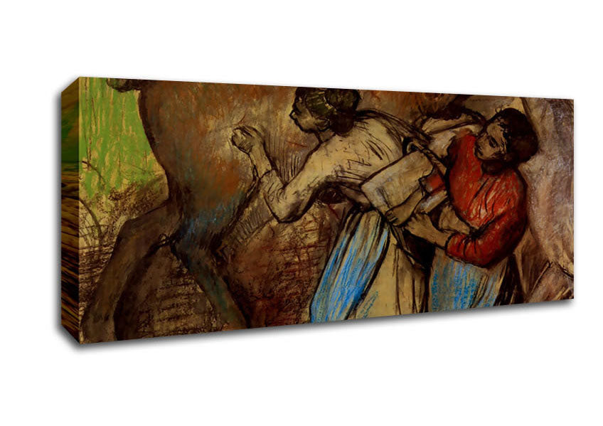 Picture of Degas Two Women Washing Horses Panoramic Canvas Wall Art