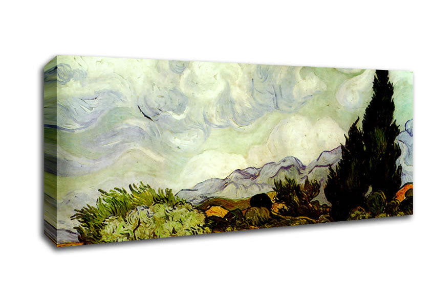 Picture of Van Gogh A Wheatfield With Cypresses Panoramic Canvas Wall Art