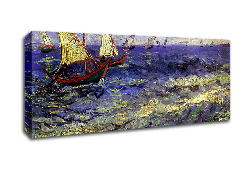 Picture of Van Gogh Ship n Boats Panoramic Canvas Wall Art