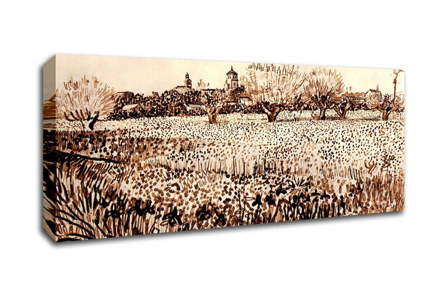 Picture of Vincent Van Gogh View Of Arles Panoramic Canvas Wall Art