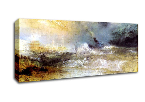 Picture of Joseph Mallord Turner Waves Breaking On A Lee Shore Panoramic Canvas Wall Art