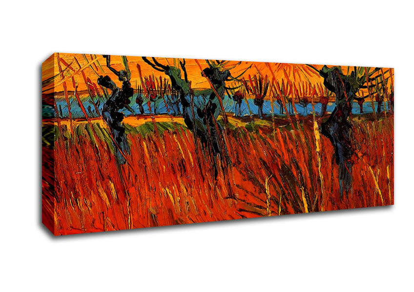 Picture of Van Gogh Willows At Sunset Panoramic Canvas Wall Art