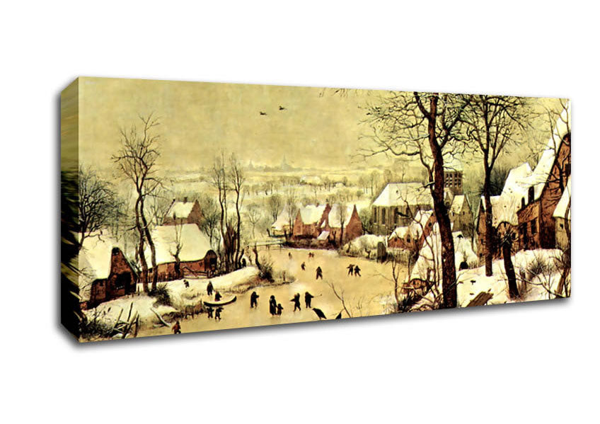Picture of Pieter Bruegel Winter Landscape With Skaters Panoramic Canvas Wall Art
