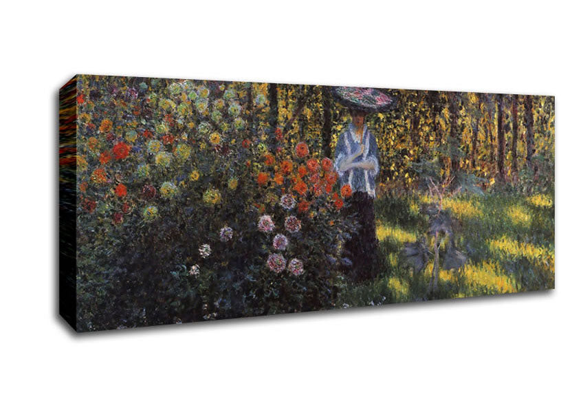 Picture of Monet Woman With A Parasol In The Garden Of Argenteuil Panoramic Canvas Wall Art