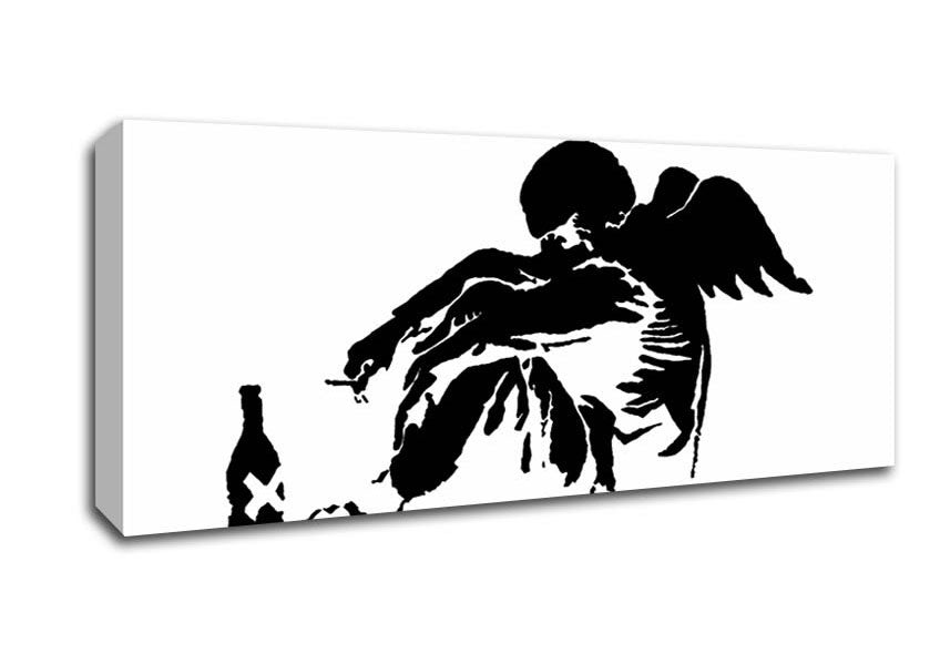 Picture of Fallen Angel Black White Panoramic Canvas Wall Art