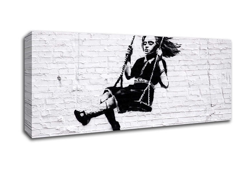 Picture of Girl On Swing Panoramic Canvas Wall Art