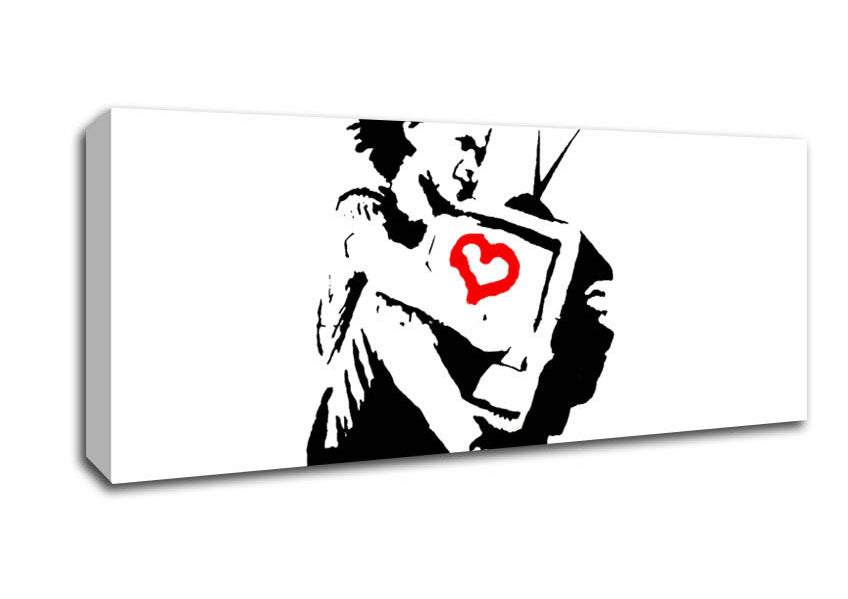 Picture of I Love Tv White Panoramic Canvas Wall Art