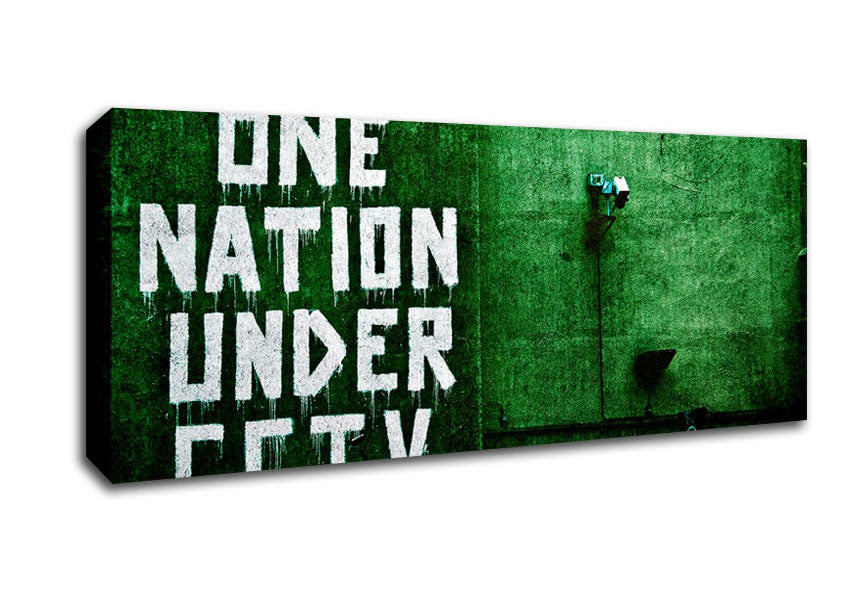 Picture of One Nation Under Cctv Green Panoramic Canvas Wall Art