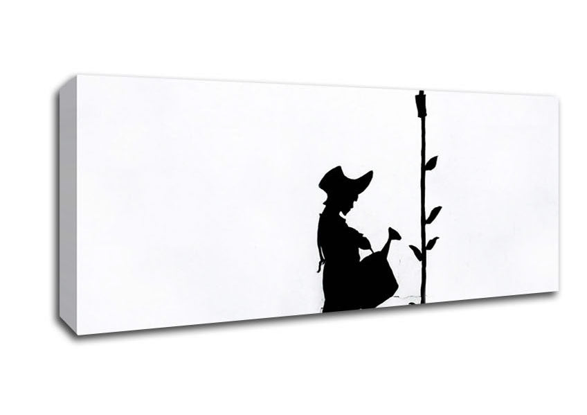 Picture of Watering Can Girl Panoramic Canvas Wall Art