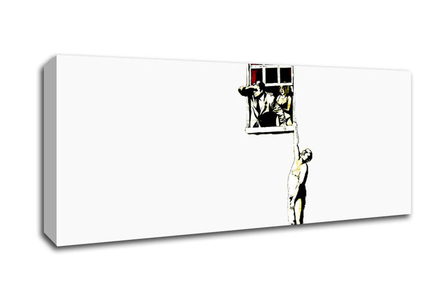 Picture of Window Lovers White Panoramic Canvas Wall Art