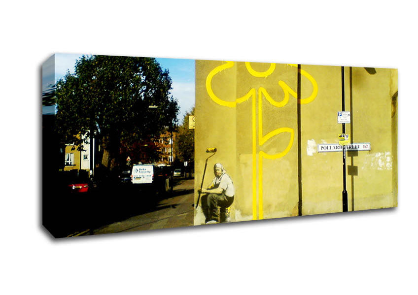 Picture of Yellow Flower Lines Panoramic Canvas Wall Art