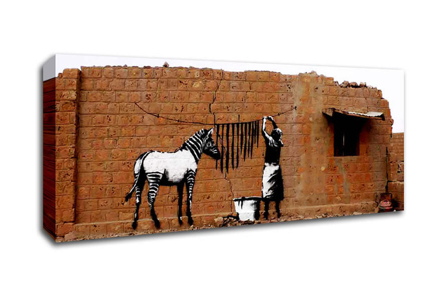 Picture of Zebra Stripes Washing Panoramic Canvas Wall Art