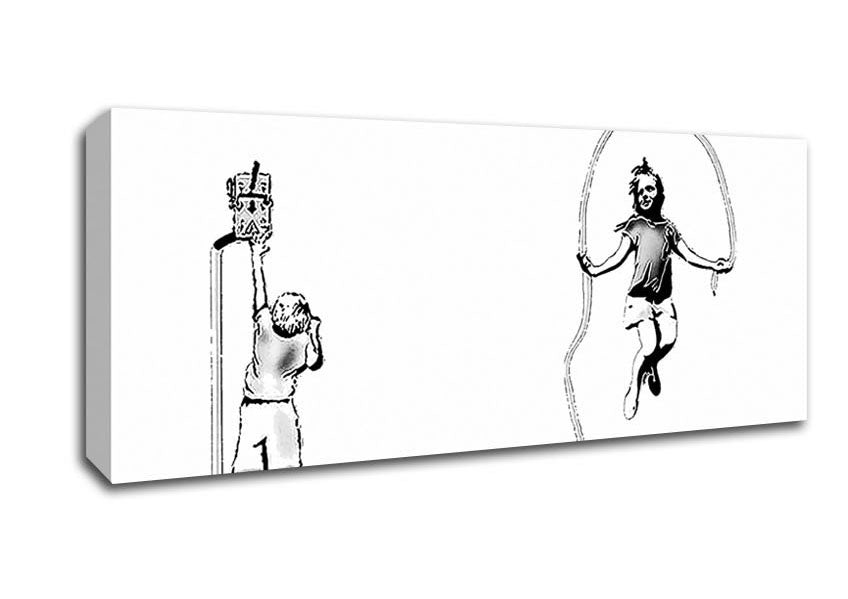 Picture of Electrical Skipping White Panoramic Canvas Wall Art