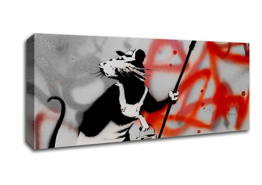 Picture of Graffiti Rat Removal Panoramic Canvas Wall Art