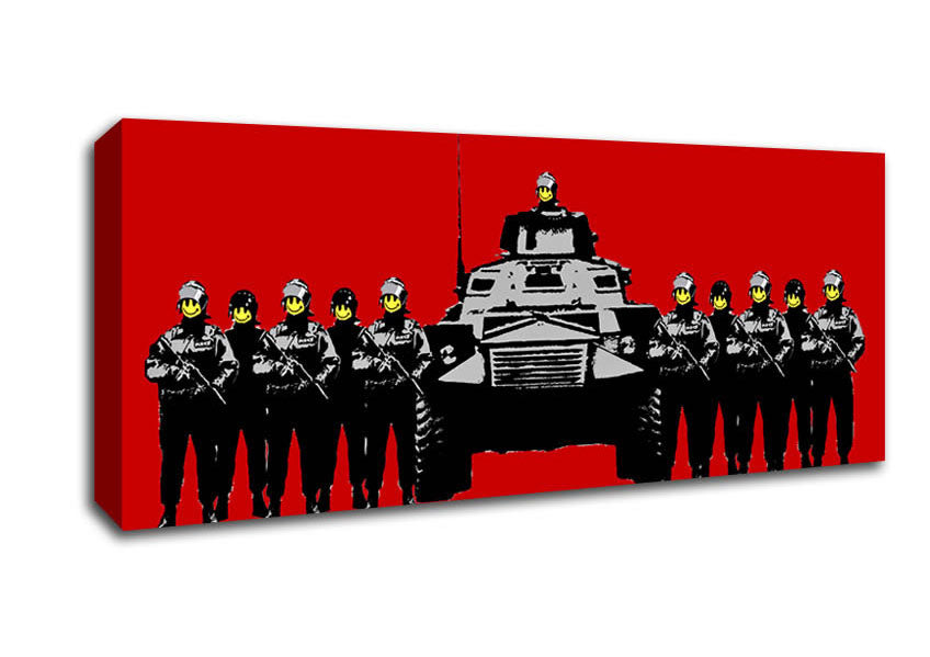 Picture of Have A Nice Day Army Tanks Red Panoramic Canvas Wall Art