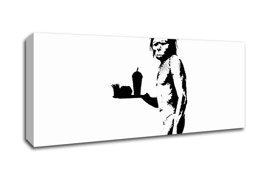 Picture of Mcdonalds Caveman White Panoramic Canvas Wall Art
