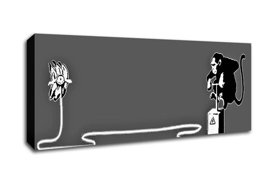 Picture of Monkey Banana Blaster Grey Panoramic Canvas Wall Art