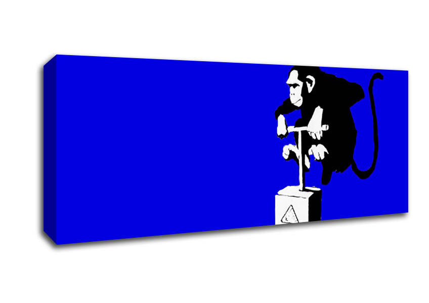 Picture of Monkey Detonator Blue Panoramic Canvas Wall Art