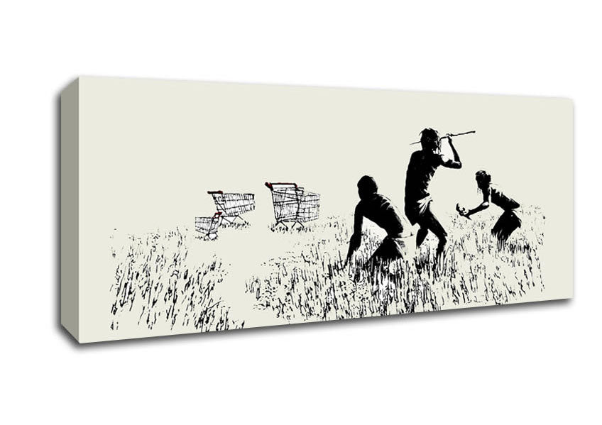 Picture of Trolley Hunters Cream Panoramic Canvas Wall Art