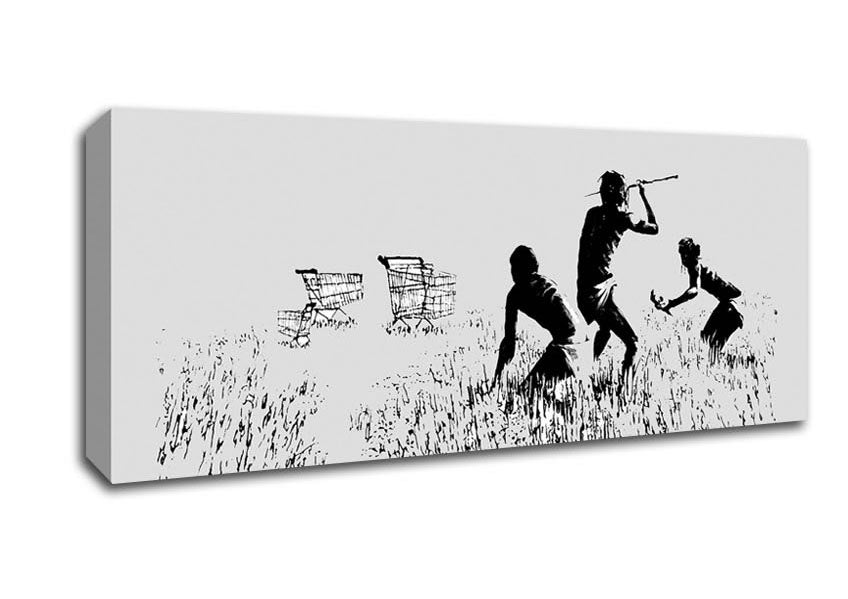 Picture of Trolley Hunters Grey Panoramic Canvas Wall Art