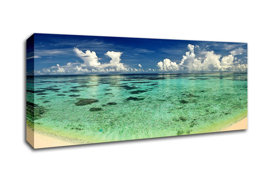 Picture of Emerald Ocean Beach Panoramic Canvas Wall Art