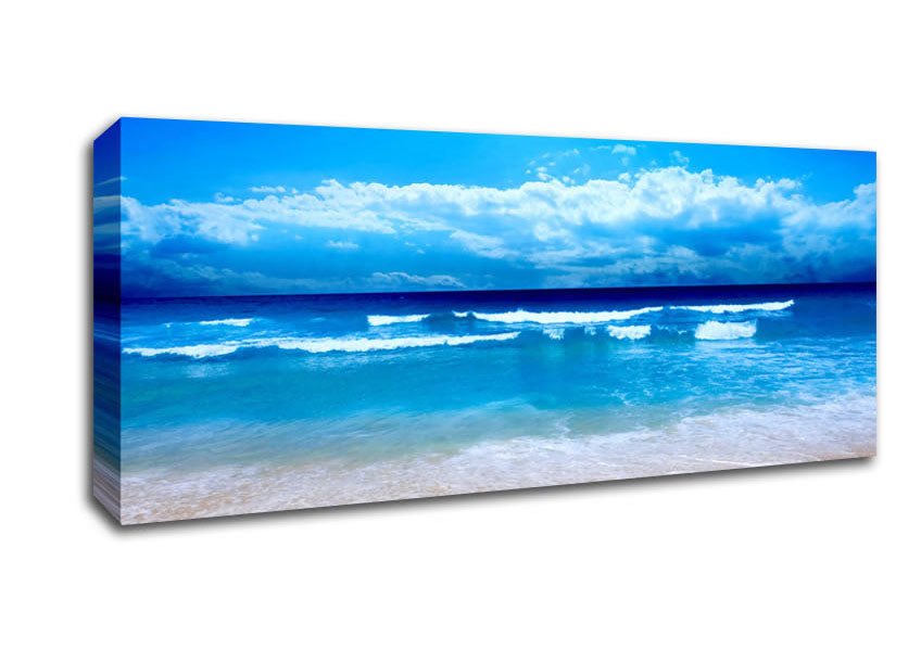 Picture of Ocean Waves Lapping On The Perfect Sands Panoramic Canvas Wall Art