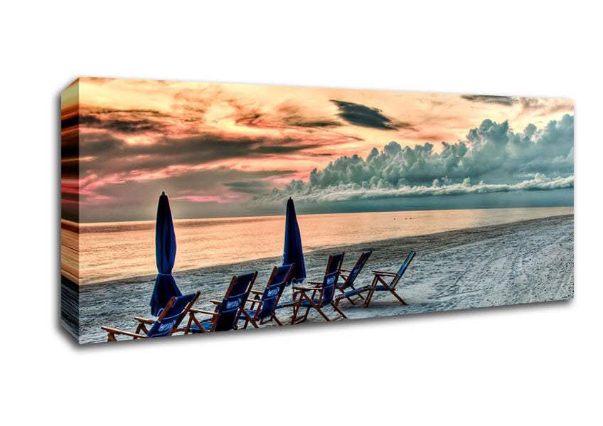 Picture of Seaside At Sunset Panoramic Canvas Wall Art