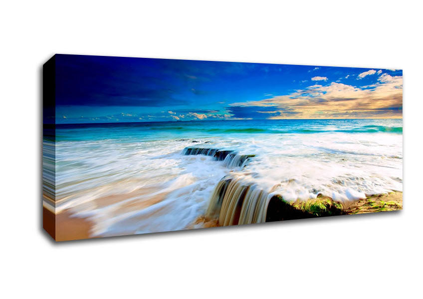 Picture of Spill Of The Ocean Waves Panoramic Canvas Wall Art