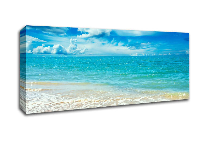 Picture of Stunning Turquoise Ocean Sparkle Panoramic Canvas Wall Art