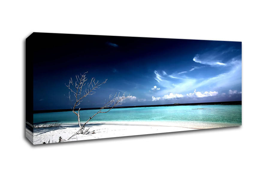 Picture of Perfect White Sands In The Dark Blue Skies Panoramic Canvas Wall Art
