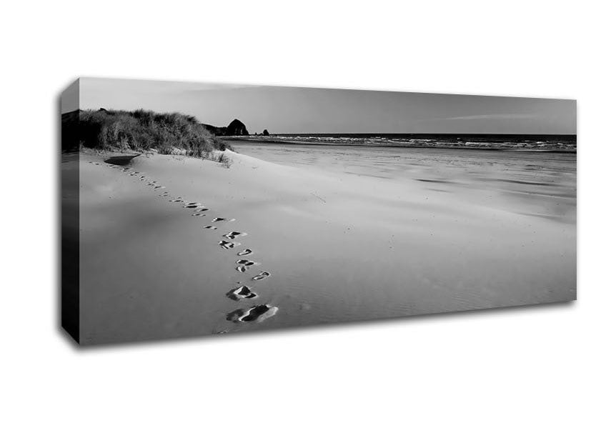 Picture of Footprints B n W Panoramic Canvas Wall Art