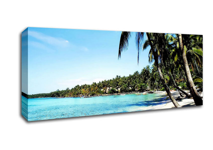 Picture of Relaxing Palm Tree Island Panoramic Canvas Wall Art