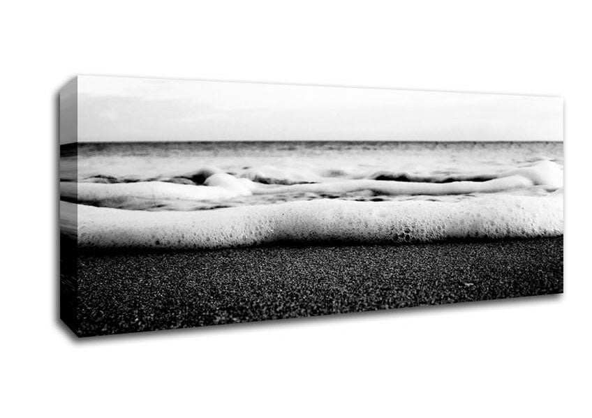 Picture of The Ebb Of The Ocean B n W Panoramic Canvas Wall Art