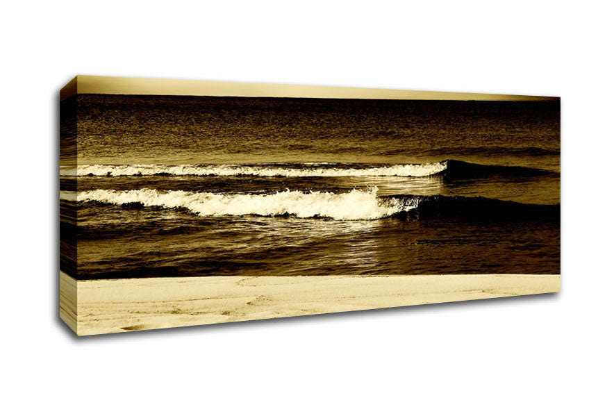 Picture of The Lapping Of The Waves Brown Panoramic Canvas Wall Art