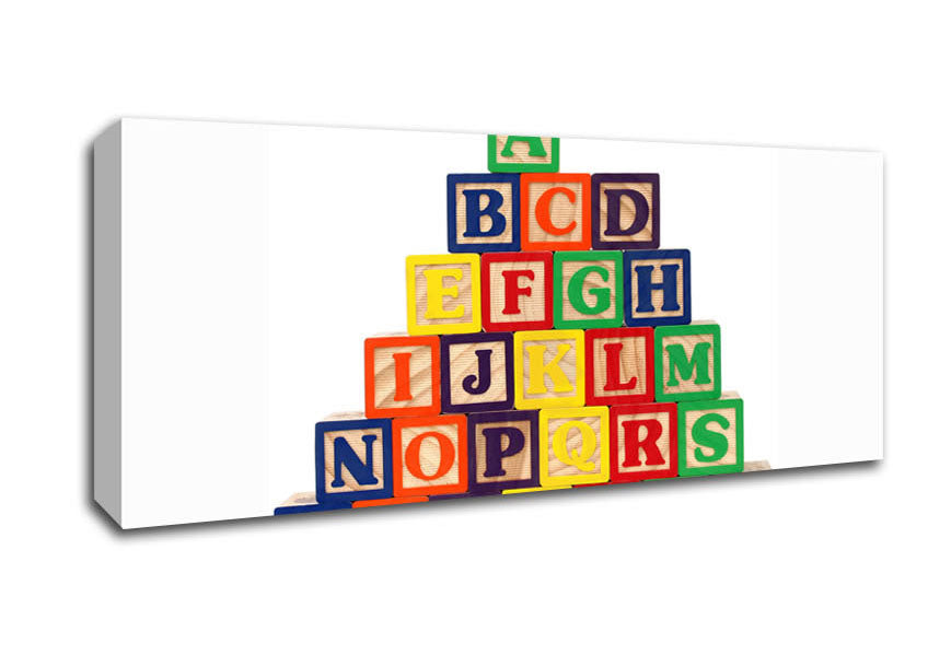 Picture of Alphabet Blocks White Panoramic Canvas Wall Art