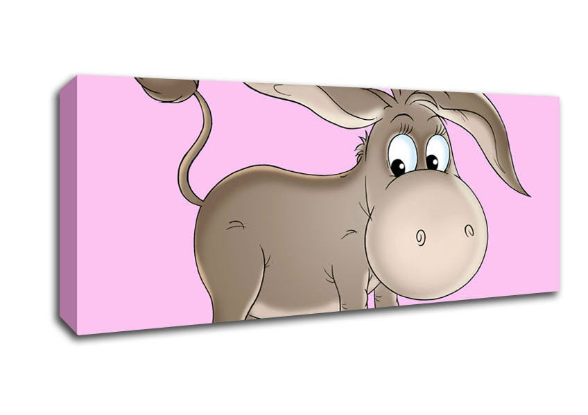 Picture of Donkey Short Legs Pink Panoramic Canvas Wall Art