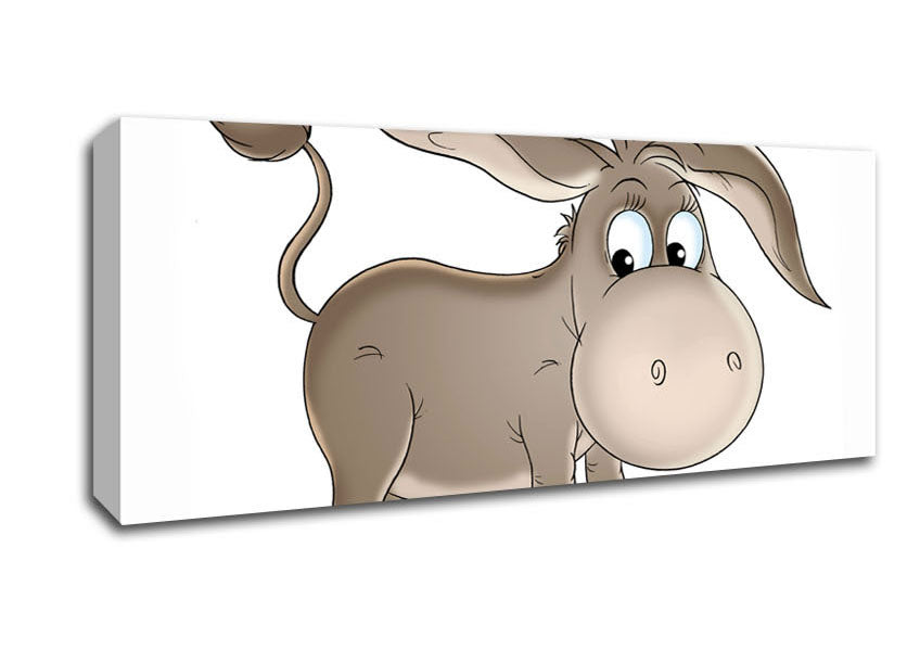 Picture of Donkey Short Legs White Panoramic Canvas Wall Art