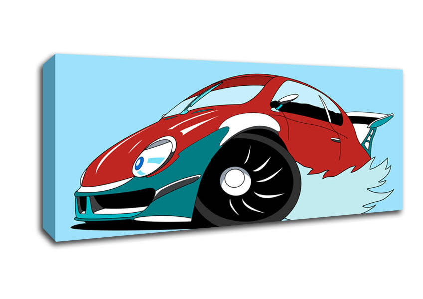 Picture of Fast Racecar Baby Blue Panoramic Canvas Wall Art