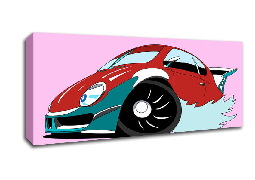 Picture of Fast Racecar Pink Panoramic Canvas Wall Art