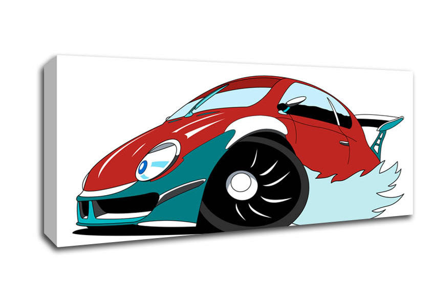 Picture of Fast Racecar White Panoramic Canvas Wall Art