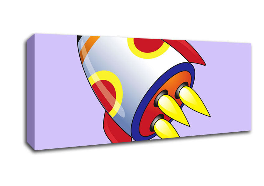 Picture of Flying Rocket Ship Lilac Panoramic Canvas Wall Art