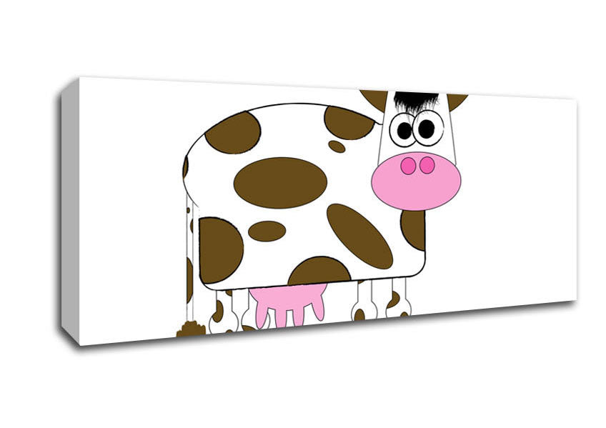 Picture of Funny Cow With Hair White Panoramic Canvas Wall Art